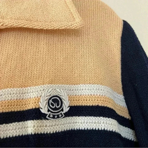 ST. JOHN Santana Knit Logo Crest Pastel Colorblock Full Zip Jacket - Picture 6 of 7